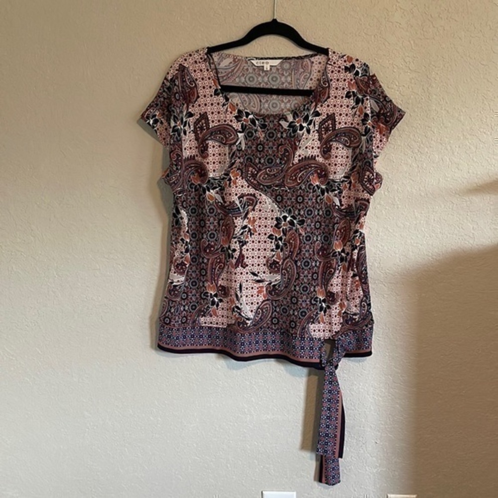 Cleo Paisley Blouse - Pink and Black